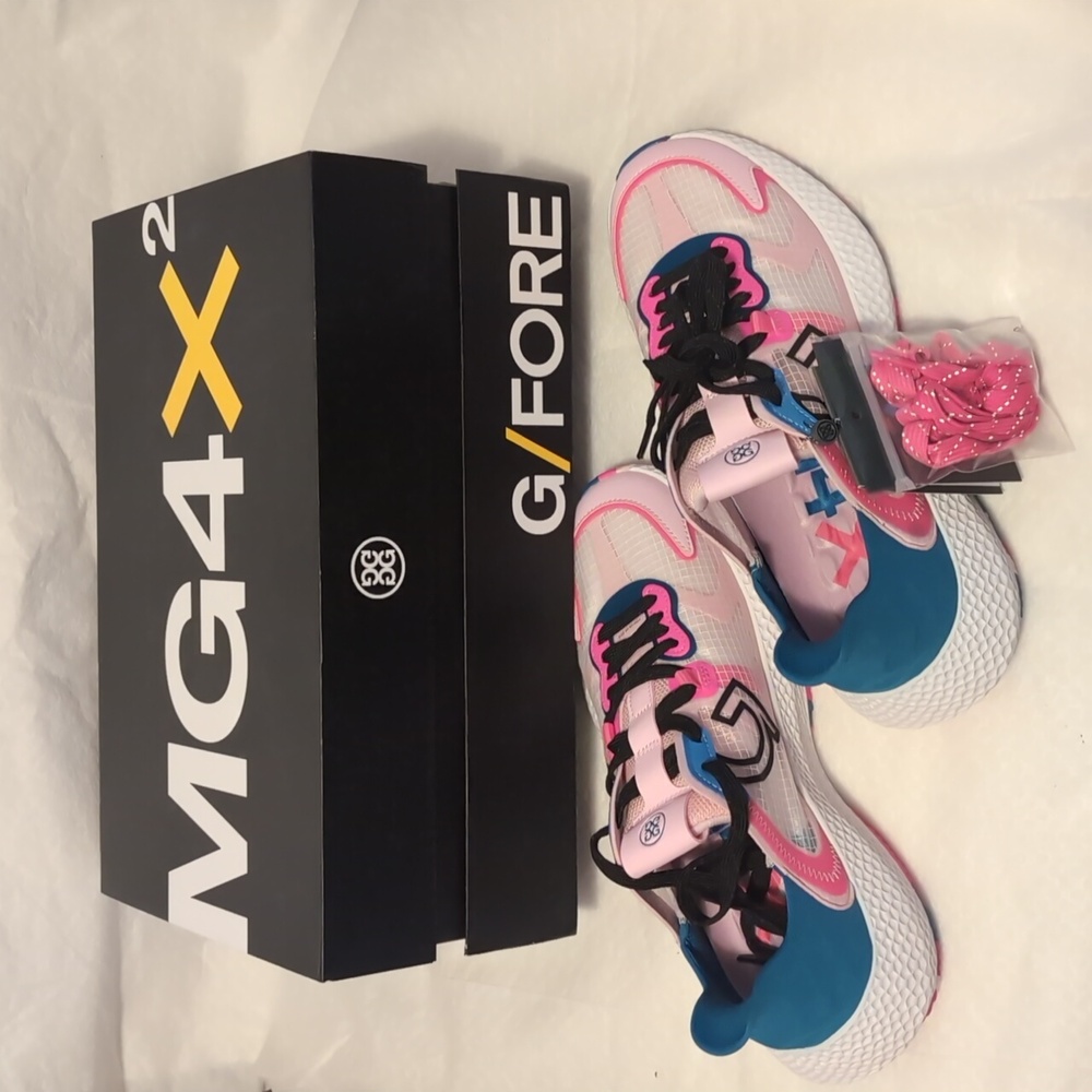 G/FORE Pink Blue White Athletic Golf Sneakers - Picture 6 of 10
